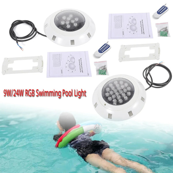 12V24W RGB Swimming LED Pool Lights underwater light IP68 Waterproof Lamp Spa+RC Underwater Fountain Swimming Pool Light