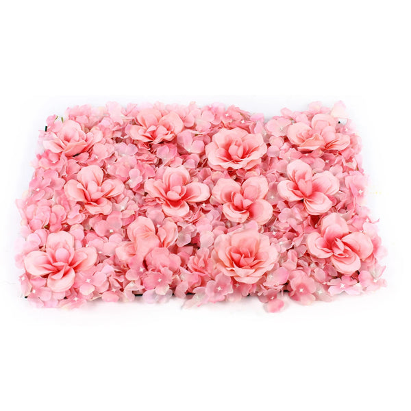 12Pcs Artificial Pink Silk Flower Wall Panels Rose Hydrangea Background Decor 12PCS Artificial Rose Hydrangea Flower Wall Panels