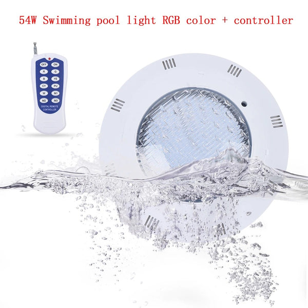 12V 54W Swimming Pool RGB LED Lights Spa Underwater Light Waterproof IP68 Lamp Low Carbon and Energy Saving RGB LED Pool Light