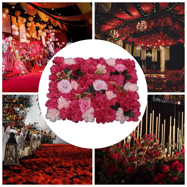 12pcs Romantic Artificial Flower Wall Panel Party Events Wedding Backdrop Decor Floral Wall