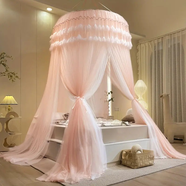 Princess romantic room Double-Layer Lace Bed Canopy for Bedroom